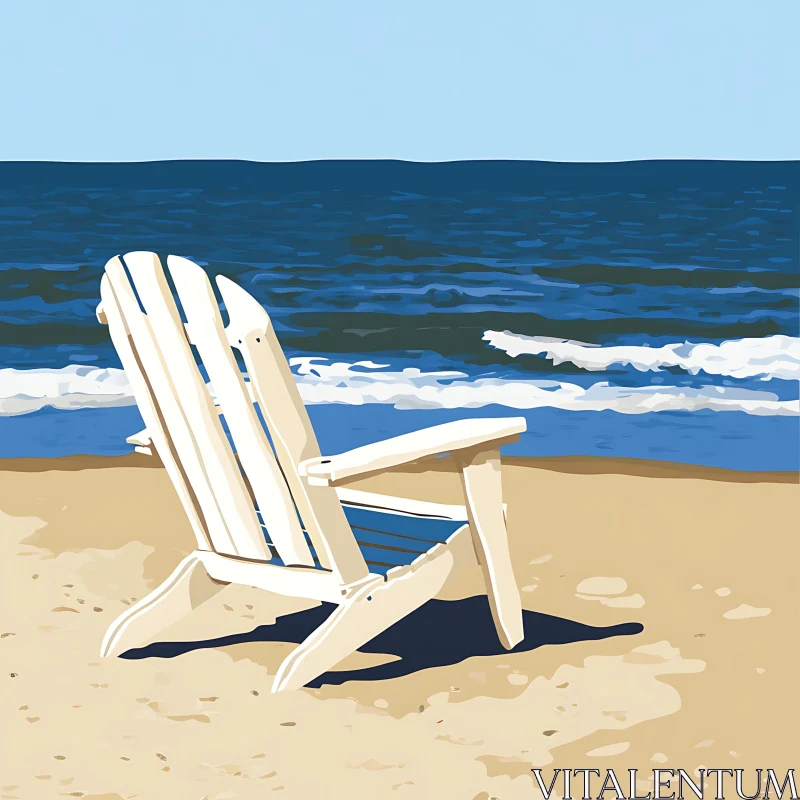 Seaside Relaxation: Adirondack Chair on Beach AI Image