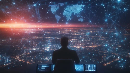 Networked Cityscape with Global Connections