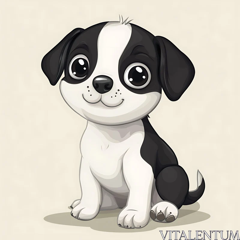 Cute Cartoon Puppy Illustration AI Image