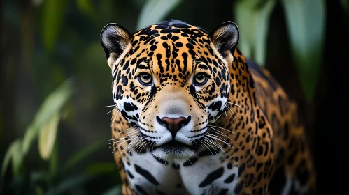 Jaguar Face Close-up in the Jungle