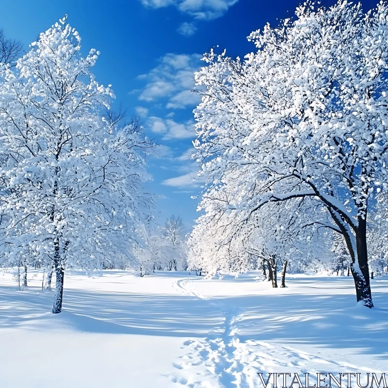 AI ART Tranquil Winter Scene with Pristine Snow and Blue Sky