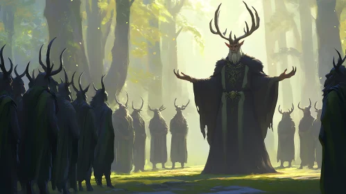 Druidic Gathering in Mystical Forest