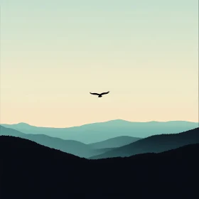 Bird Flying Over Mountain Landscape