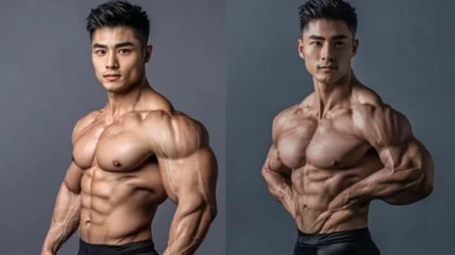 Man with Defined Muscles Posing