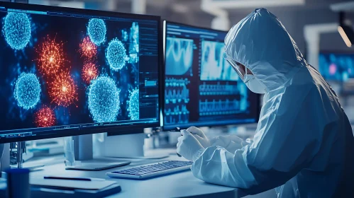 Scientist Analyzing Virus Structures