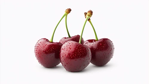 Fresh Cherries with Dewdrops