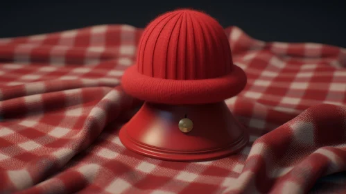 Captivating Red Hat on Plaid Tablecloth | Cinema4d Art