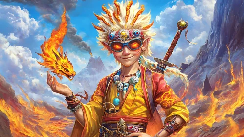 Fantasy Elf with Dragon Art