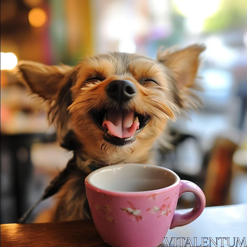 Smiling Dog and Teacup AI Image