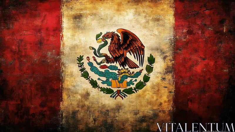 AI ART Distressed Mexican Flag Emblem Artwork