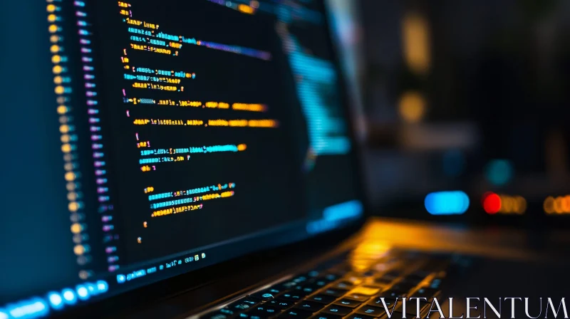 Laptop Displaying Complex Code AI Image