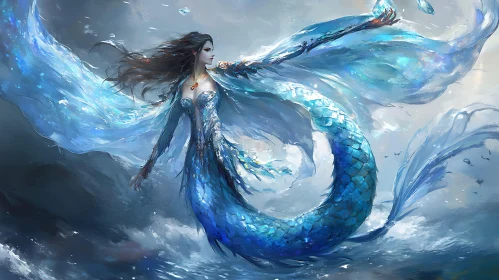 Mystical Mermaid in Ocean's Embrace