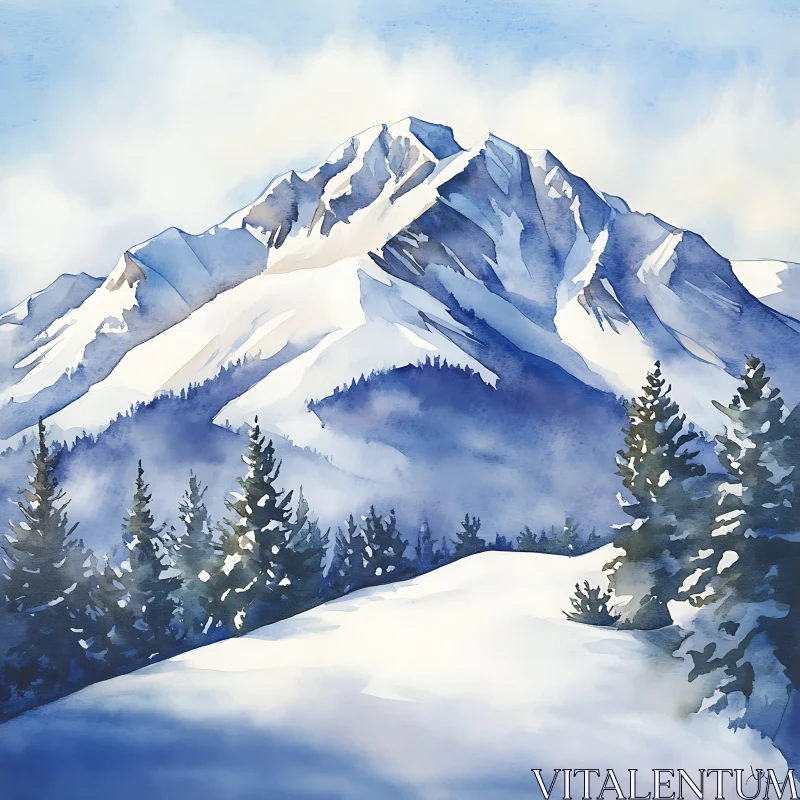 AI ART Winter Mountain Landscape Art