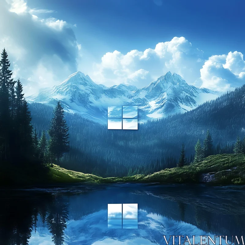 AI ART Mountain Reflection Landscape