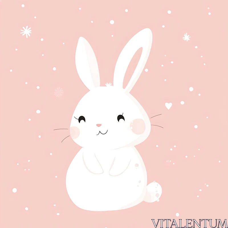 Cute Bunny on Pink Background AI Image