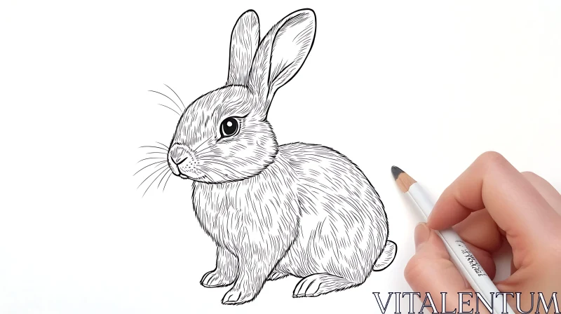 Elegant Rabbit Line Art Drawing AI Image