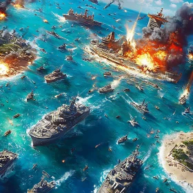 Epic Warships Clash in Ocean Battle