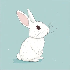 Gentle Bunny Art on Light Blue Background