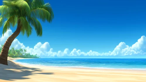 Tropical Beach Paradise with Blue Sky