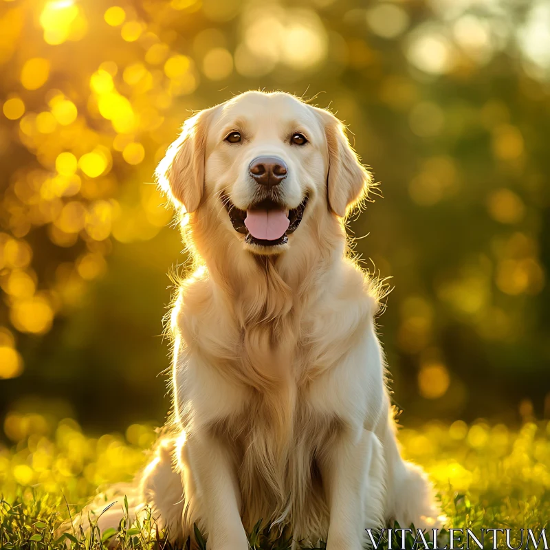 Golden Retriever Portrait in Sunlight AI Image