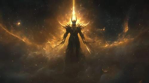 Golden Light Warrior Between Stars