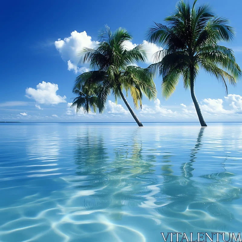 AI ART Azure Waters and Palm Trees Paradise