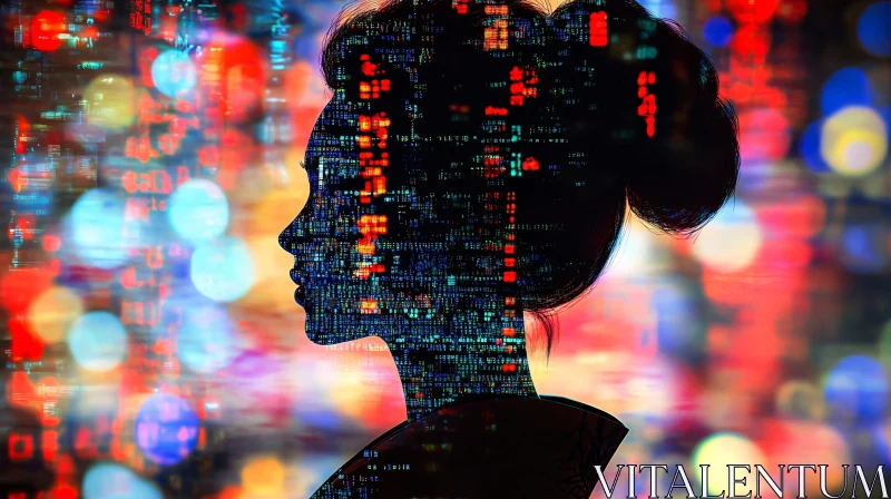 Woman Silhouette with Coding Pattern