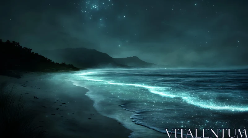 Starry Night Beach Serenity AI Image