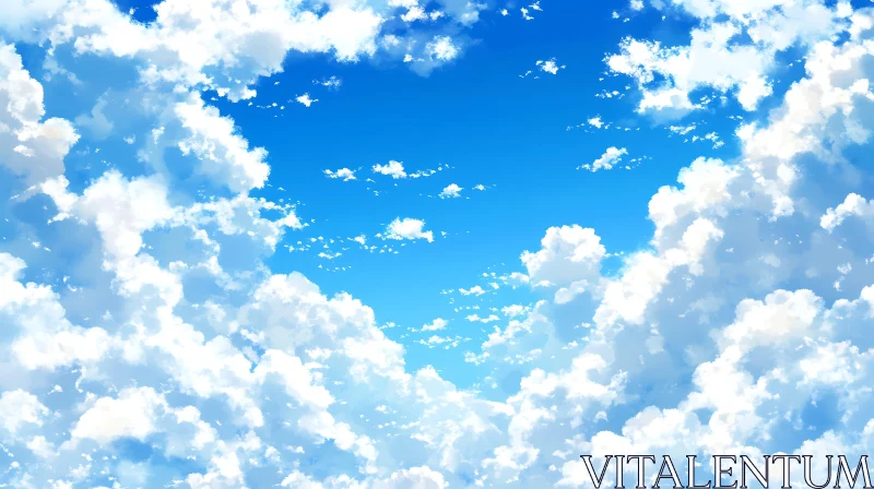 Tranquil Sky with Soft White Clouds AI Image