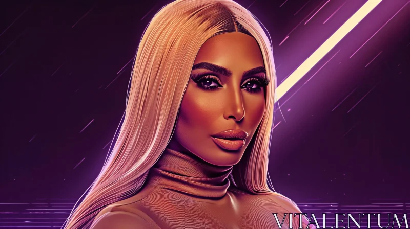 Glamorous Digital Art of Kim Kardashian AI Image