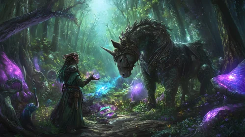 Mystical Forest Meeting with Unicorn