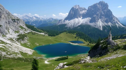 Alpine Lake and Mountain Landscape