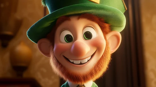 Smiling Leprechaun Cartoon Character