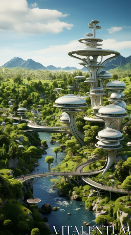 Organic Futurism: A Blend of Nature and Future Cityscapes AI Image