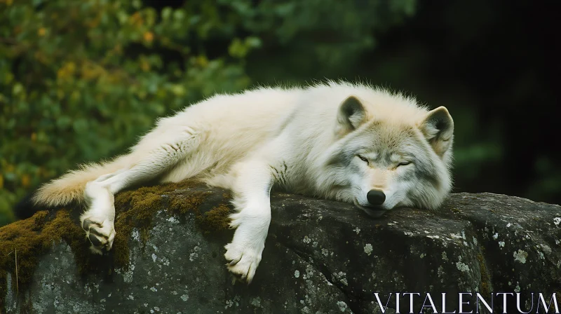 AI ART Restful Sleep of a Wild Wolf