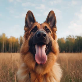 Joyful German Shepherd Dog Portrait