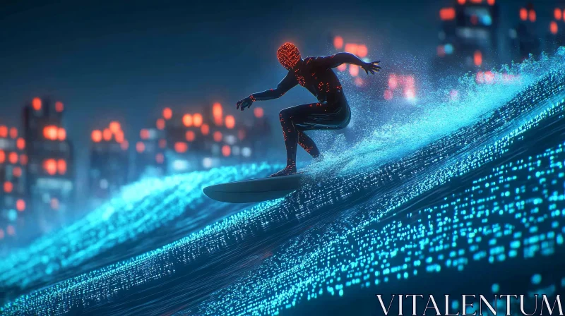 Futuristic Surfing in the City AI Image