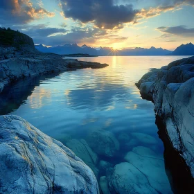 Serene Sunset Reflection on Calm Waters