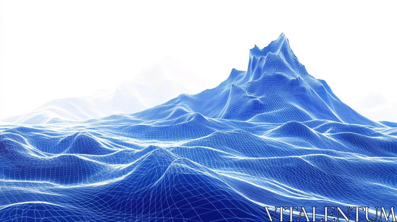 AI ART Geometric Mountain Range Wireframe Art