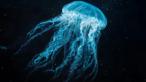 Glowing Jellyfish Floating in Darkness