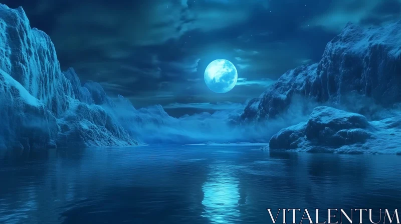 AI ART Serene Moonlit Night Over Water