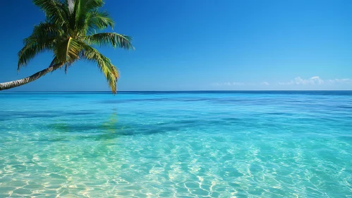 Seascape with Palm Tree and Turquoise Waters