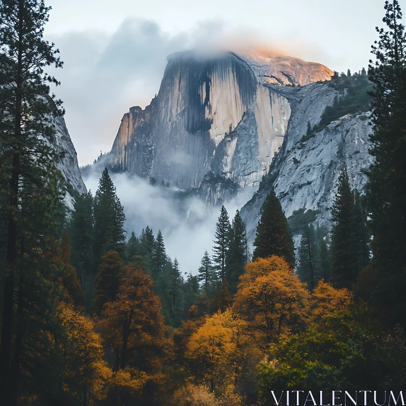 Mountain View in Yosemite National Park AI Image