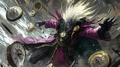 Magical Wizard with Time Manipulation Art