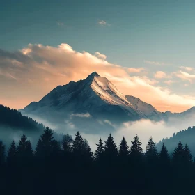 Misty Mountain Range Landscape