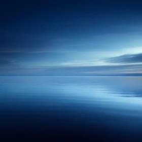 Serene Blue Waters and Sky Horizon