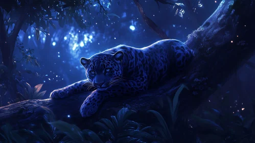 Leopard Resting on Tree Branch