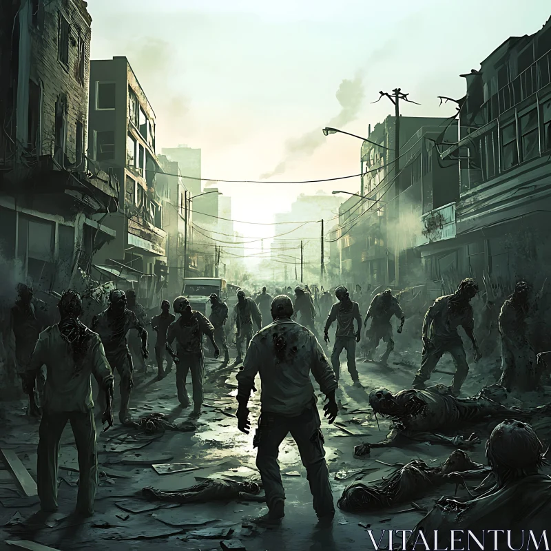 AI ART Decayed City: A Zombie Horde