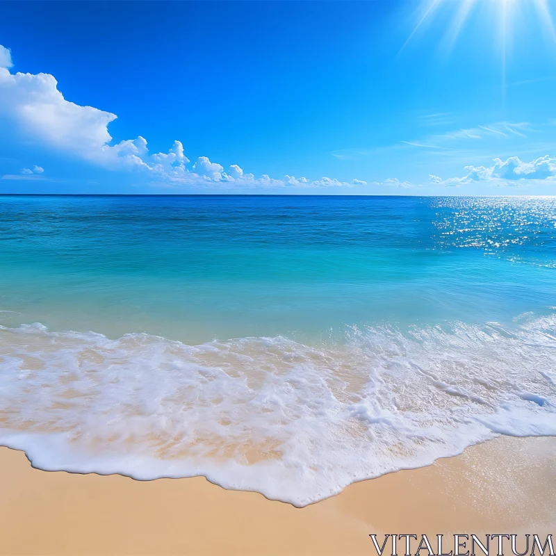 AI ART Seascape with Gentle Waves and Blue Sky