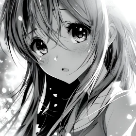 Black and White Manga Portrait of a Girl